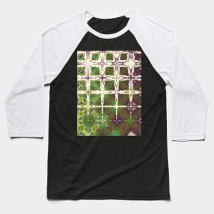 Green, Purple and Cream Window Frame Pattern - WelshDesignsTP003 Baseball T-Shirt